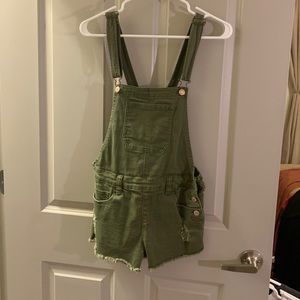 Forever 21 army green overalls shorts
